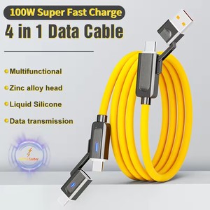 Biểu Tượng Tùy Chỉnh 4-Trong-1 Chất Lỏng Silicone 100W Siêu Nhanh Sạc Cáp Dữ Liệu 5A Nhanh Chóng Sạc Cáp Điện Thoại Cho Android Tương Thích - Product Image 2