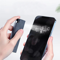 Nettoyant pour écran de téléphone 2 en 1, spray portable, nettoyant pour écran tactile de tablette et de téléphone portable, ensemble de chiffons en microfibre, nettoyage du verre