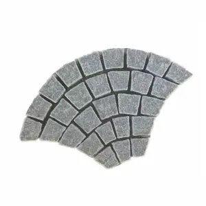 Outdoor Garden Dark Grey G654 Granite Driveway Flamed Fishscale Cobble Stone Tumbled Pavers Paving Cobblestone With Mesh