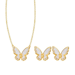 Collier papillon en alliage de zinc, chaîne de clavicule, bijoux de mode pour femmes, ensemble cadeau - Product Image 3