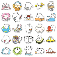 50 autocollants créatifs en vinyle imprimé UV motif ours de dessin animé, imperméables et auto-adhésifs pour la décoration de tasses et de placards