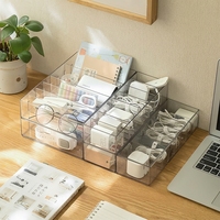 Organisateur de bureau rectangulaire transparent en plastique portable pour accessoires, boîte de rangement pour câbles de chargeur, compartiments pour câbles
