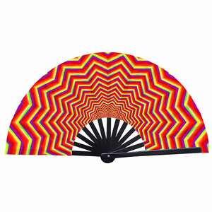 Abanico de mano de bambú pintado de alta calidad con sonido de clic, diseño plegable portátil para baile - Product Image 6