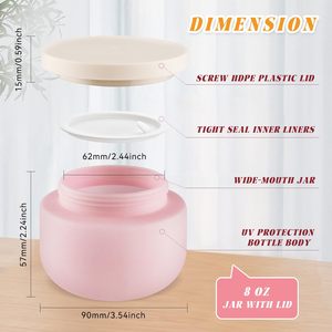 Pot cosmétique transparent vide en PEHD de 250 ml (8 oz) à large ouverture avec couvercle à vis pour slime, crème, masque facial, crème pour les yeux, <span class=keywords><strong>shampoing</strong></span> - Product Image 5