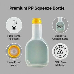 Distributeur <span class=keywords><strong>de</strong></span> condiments translucide <span class=keywords><strong>de</strong></span> qualité alimentaire <span class=keywords><strong>de</strong></span> 280 ml avec bouchon à clapet jaune anti-fuite pour confiture et miel <span class=keywords><strong>de</strong></span> 9,3 oz - Product Image 2