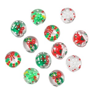 Christmas Flat Beads Acrylic Round Double-Sided Cartoon Hand-Painted DIY Jewelry Accessories With Hole For Crafting - Product Image 5