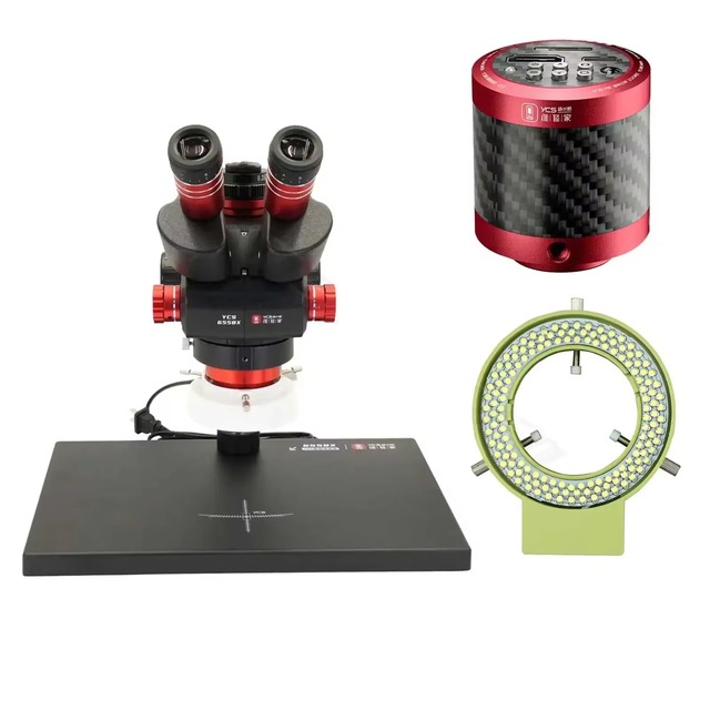 YCS 6558X Ultra HD Trinocular Microscope With 4K CameraLarge Base 6.5-58 Zoom for Mobile Phone PCB Welding Microscope Tools Set