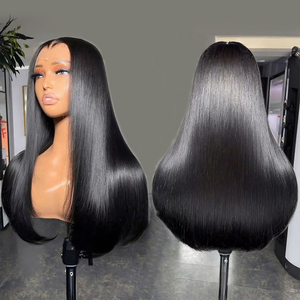 Peluca de Cabello Humano Liso Natural Vietnamita con Cutícula Alineada, Pre-Desplumada, Sin Pegamento, con Encaje Frontal HD, Súper Doble Trama - Product Image 1