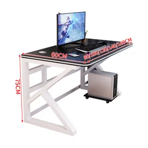 โต๊ะเล่นเกม RGB สำหรับนักเล่นเกม,โต๊ะคอมพิวเตอร์ตั้งโต๊ะดีไซน์ทันสมัยพร้อม Usb โต๊ะเล่นเกม