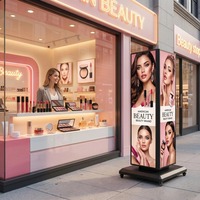 Présentoir de sol portable élégant et rotatif sur 4 faces, facile à installer, pour affiches de campagnes marketing – Vente en gros