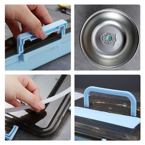 304 Stainless Steel Lunch Box With Handles Divided Compartment Insulated Food <b>Container</b> For Students And Hotel Use - Product Image 1