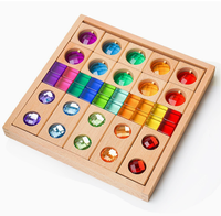 Balok Bangunan Kayu Pelangi 3-7 Tahun Set Balok Puzzle Perakitan Mainan DIY Hadiah untuk Anak-anak TK Grosir