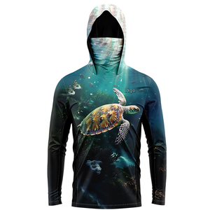 Sweat-shirts de pêche pour hommes personnalisés avec protection solaire UPF 50+, séchage rapide, haute qualité, anti-<span class=keywords><strong>UV</strong></span>, avec masque facial, manches longues, en polyester - Product Image 2