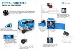 Olymtech kompresor udara mesin diesel kompresor udara bensin dengan roda kompresor udara portabel