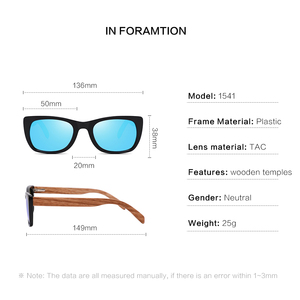 2025 Fabricación al por mayor Gafas de Sol de moda Logotipo personalizado de alta calidad Gafas de sol Templo de madera UV400 Lentes Gafas de sol - Product Image 2