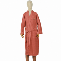 Peignoir en coton gaufré long, col kimono, 100% coton, pour femme, doux et confortable, vente en gros