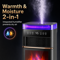 Chauffage portable autonome avec atomisation 3D, ventilateur de cheminée à flammes simulées, humidification à vapeur, commande vocale et télécommande