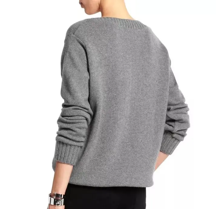 YF OEM ODM custom design Intarsia Knitting Gray Cashmere Sweater men women Custom Design Sweater