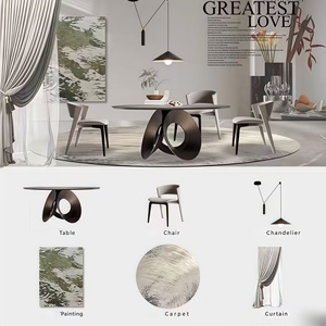 Bộ bàn ăn hiện đại sang trọng bằng thép không gỉ mạ vàng với mặt bàn bằng đá cẩm thạch dành cho phòng ăn - Product Image 6