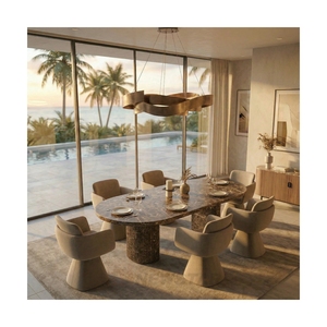 Modern <b>Dining</b> <b>Table</b> Home Kitchen and Room Marble Top Dark Emperador Use - Product Image 4
