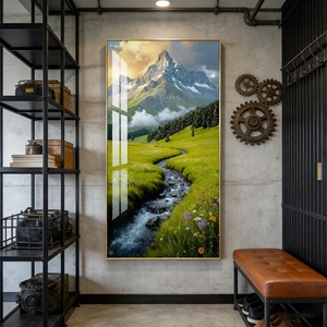 Cuadro de Porcelana de Cristal con Marco Metálico, Impresión Musulmana, Paisaje de Montaña Nevada y Pradera, Mural LED, Decoración de Pared para el Hogar - Product Image 4