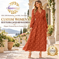 Robe longue bohème florale à manches longues pour femme, col en V, taille empire, robes de soirée pour invitées de mariage avec poches