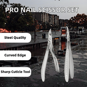 Juego de Cortaúñas Profesional Reutilizable de Acero Inoxidable - Cortacutículas Portátil y Tijeras Curvas para Manicura y Arte de Uñas - Product Image 2