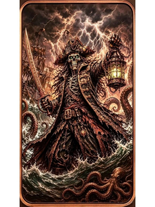 Moneda Rectangular de Cobre Puro de 1oz OEM con Escena del Capitán Pirata Kraken, Etiqueta con Impresión UV y Tarjeta de Fábrica - Product Image 1