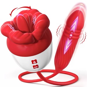 Rose Toy Vibrator Seks Speelgoed voor Vrouwen Grote Mond Tong Likkende Vibrators Clitoris Stimulatie Stotende Dildo Anale Stimulatie CE - Product Image 1