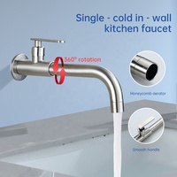 Robinet mural simple eau froide en acier inoxydable 304 finition nickel brossé, pivotant à 60 degrés, design moderne, pour hôtels et centres commerciaux, céramique
