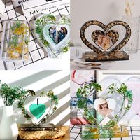 Cadre Photo en forme de coeur moule en Silicone décoration de bureau ornements saint valentin cadeau coulée moule bricolage artisanat faisant outil