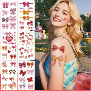 Adesivi per tatuaggi a forma di fiocco per donna - <span class=keywords><strong>Tatuaggio</strong></span> temporaneo impermeabile, accessori per il trucco per la festa di San Valentino - Product Image 1