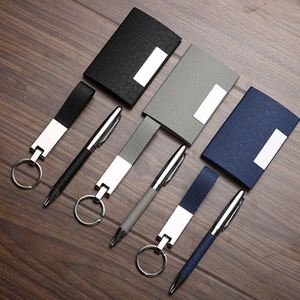 Customized logo Leather PU Business Card Holder Keychain Metal Pen Custom Printing Festival Business Office Promotional <b>Gift</b> <b>Set</b> - Product Image 4