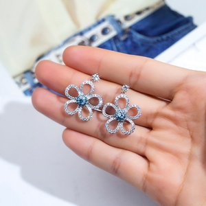 Messi Jewelry MSE-720 Sliver Lab Diamond <b>Earrings</b> Engagement Dating Gift for Girls - Product Image 4