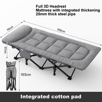 Lits pliants de conception moderne haut de gamme avec matelas en mousse à mémoire de forme luxueux, cadre en acier pour le camping en plein air et l'utilisation hospitalière