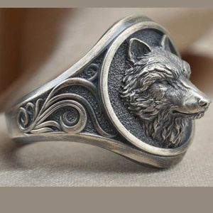 New arrivals đồ trang sức bạc thời trang Healing đá quý Wolf Heads Skulls nhẫn cho nam giới - Product Image 6