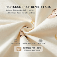 Vêtements pour bébé Printemps Automne Ensemble deux pièces unisexe en pur coton, sous-vêtements thermiques antibactériens isolants à simple boutonnage motif animal