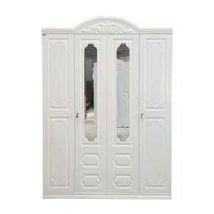 Armadio in Metallo con Motivo Stampato, Guardaroba in Acciaio a 4 Ante, Mobile per Camera da Letto con Specchio - Product Image 2