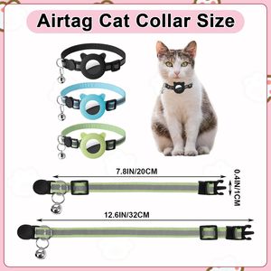 Guiqulai Cat Collar With Air Tag Holder Reflective Breakaway Adjustable Safety Collar For Kitten Multicolor <b>Bells</b> - Product Image 2