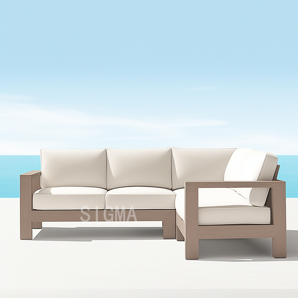 Modern Design High End Custom Garden Patio Outdoor Outside Leisure Solid Wooden Teak Natural Love Seat Sofa Furniture Cama
