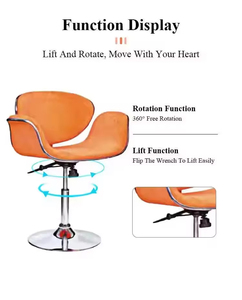 <span class=keywords><strong>Tabouret</strong></span> de <span class=keywords><strong>bar</strong></span> pivotant réglable en cuir PU orange, style ferme moderne, avec levage hydraulique, idéal pour la maison – Meilleure vente - Product Image 4