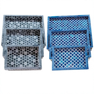 Set 3 Eco Friendly Enamel Brushed Animal Print Christmas Floral Dishwasher Microwave Safe Multi-Function Household Serving Trays - Product Image 1