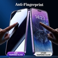 Pelindung Layar Kaca Tempered Anti-Spy Privasi Full Coverage untuk 14/13/12 Pro Max/11/5S/6 Tingkat Kekerasan 9H Grade AAA