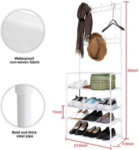 Tenice <strong>Coat</strong> <strong>Rack</strong> <strong>Shoe</strong> <strong>Bench</strong>, 3-in-1 Hall Tree <strong>Shoe</strong> <strong>Rack</strong> Multifunction Metal Iron for Entryway, 3-tier Storage Shelf and 8 Hooks - Product Image 5