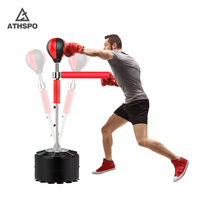 ATHSPO Ballon de boxe réflexe 3D réglable en hauteur avec ressort pour entraînement de vitesse et équipement de frappe