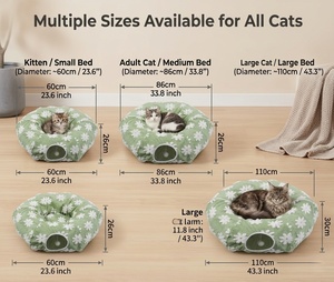 Weihnachts-Katzentunnel-Bett Weiches Waschbares Haustier-Schlafkissen Atmungsaktives Indoor-Katzennest für Kätzchen Kleine Haustiere Winternutzung - Product Image 3