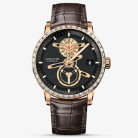 AGELOCER Montre Astronome Originale Station Spatiale Luxe Diamant Date Automatique Montre Mécanique pour Hommes Bracelet en Cuir avec Boîte