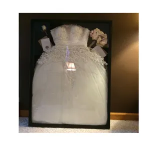 تصميم جديد 3D فستان الزفاف عرض حالة مربع الظل خشب متين مخصص إطار صور بالجملة جيرسي الإطار