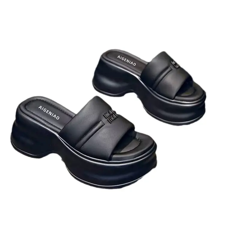 Vente en gros plate-forme sandales à talons épais photos sandales à talons noires pour femmes et dames
