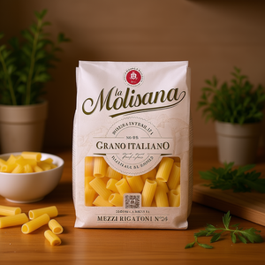 Pasta Molisana No. 032 Half Rigatoni de Trigo Duro Sin Refinar, Paquete de 500g, 24 Unidades - Product Image 3